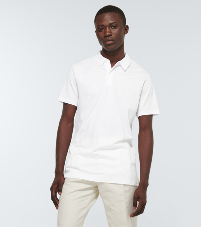 Shop Derek Rose Ramsay Cotton-blend Polo Shirt In White