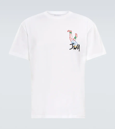Shop Jw Anderson Rugby Embroidered Cotton T-shirt In White