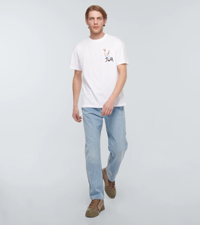 Shop Jw Anderson Rugby Embroidered Cotton T-shirt In White