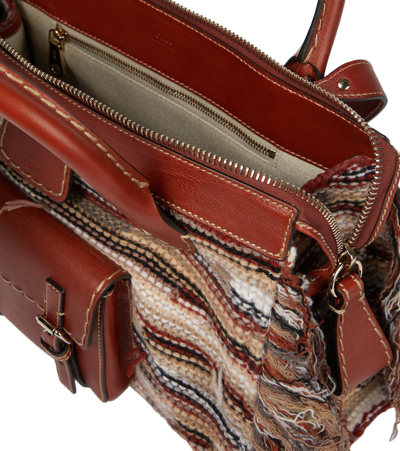 Chloé Edith Medium Striped Recycled Cashmere And Wool-blend And Leather Tote In Multicolor 2