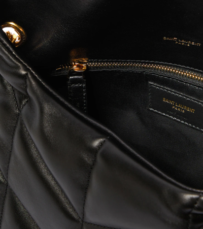 Saint Laurent Loulou Puffer Small Leather Shoulder Bag In Nero Gold