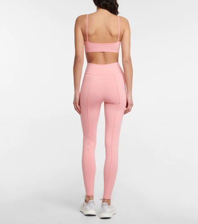 Live The Process Zen Grosgrain-trimmed Stretch-supplex Leggings In Thai Guava