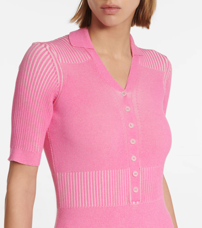 Shop Jacquemus Le Body Yauco Polo Bodysuit In Pink