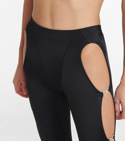 Shop Adam Selman Sport Crystal Cutout High-rise Leggings In Black