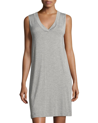 Shop Hanro Champagne Tank Gown In Grey Melange