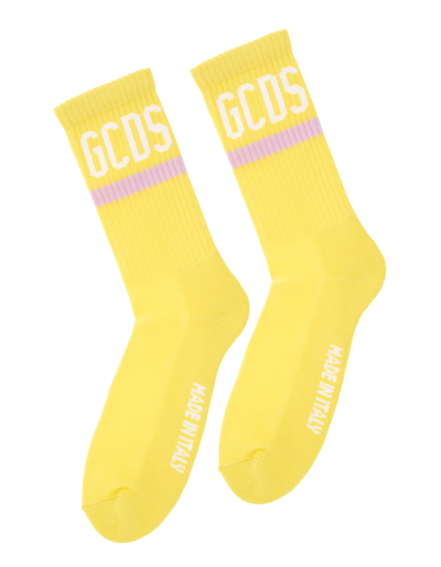 Shop Gcds Unisex Yellow Socks With  Logo