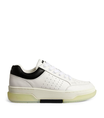 Shop Amiri Leather Stadium Low-top Sneakers In White