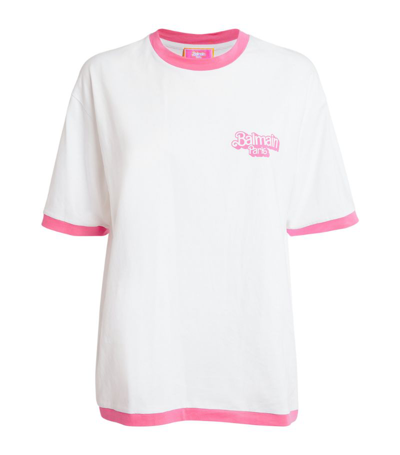 Balmain + Barbie Oversized Printed Organic Cotton-jersey T-shirt In White |  ModeSens