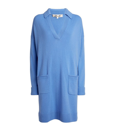Shop Diane Von Furstenberg Dvf  Wool-cashmere Malone Mini Dress In Blue