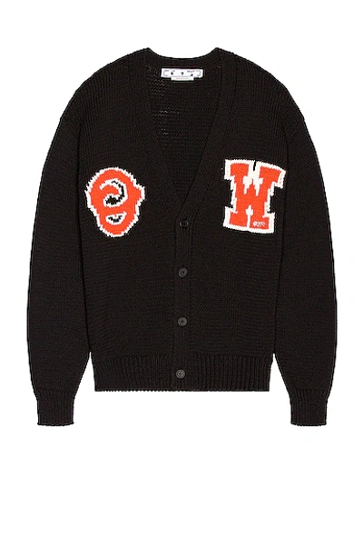 Shop Off-white Ow Patch Knit Cardigan In Black & Orange