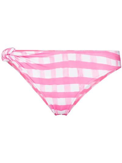 Shop Jacquemus Vichy Gingham Bikini Bottoms In Pink