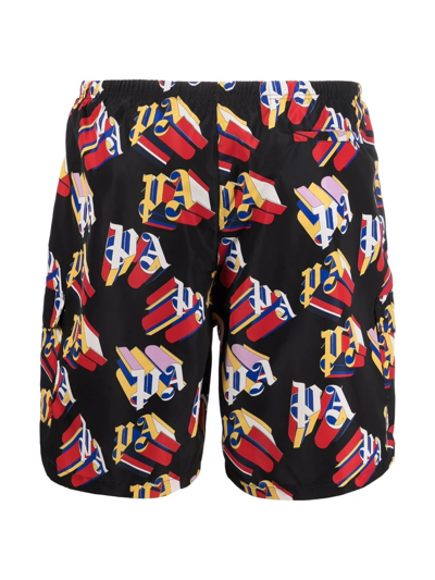 Shop Palm Angels Logo-print Swim Shorts In Schwarz