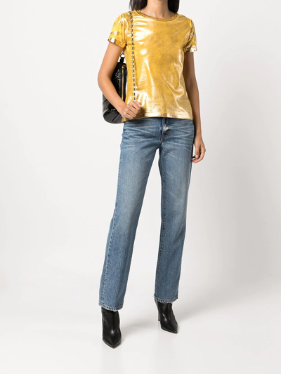 Madison.maison Metallic Lamina T-shirt In Yellow