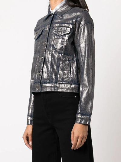 Shop Madison.maison Metallic Denim Jacket In Silver