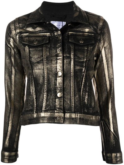 Madison.maison Panelled Foiled-finish Denim Jacket In Brown