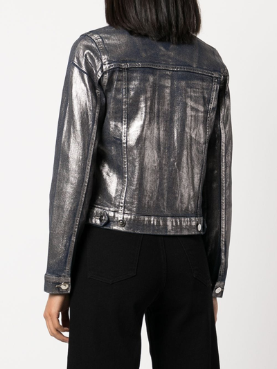 Shop Madison.maison Metallic Denim Jacket In Silver