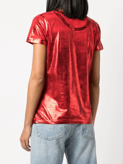 Madison.maison Metallic Lamina T-shirt In Red