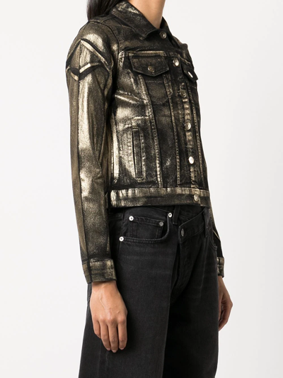 Madison.maison Panelled Foiled-finish Denim Jacket In Brown