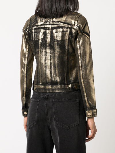 Madison.maison Panelled Foiled-finish Denim Jacket In Brown