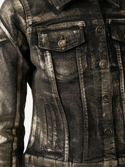 Madison.maison Panelled Foiled-finish Denim Jacket In Brown