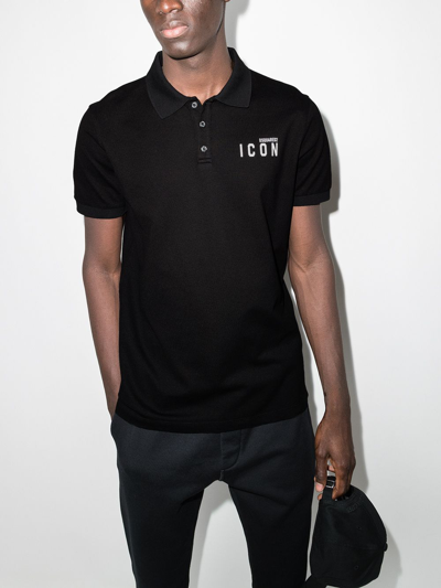 Shop Dsquared2 Icon-print Polo Shirt In Black