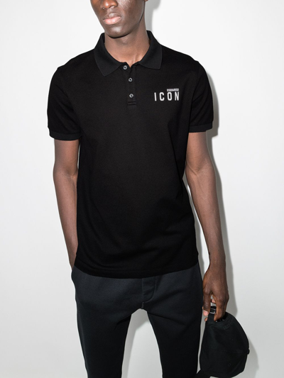 Dsquared2 Icon-print Polo Shirt In Black