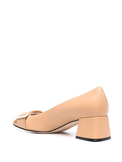 Shop Sergio Rossi Buckle-detail Leather Pumps In Nude