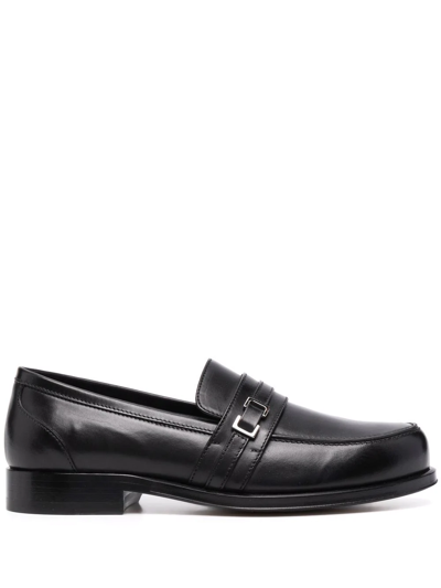 Shop Sergio Rossi Buckle-detail Leather Loafers In Schwarz