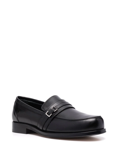 Shop Sergio Rossi Buckle-detail Leather Loafers In Schwarz