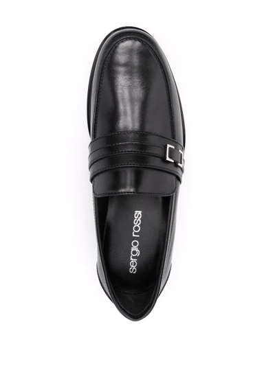 Sergio Rossi Buckle-detail Leather Loafers In Schwarz