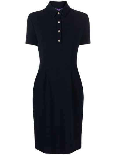 Ralph Lauren Tailored Collared Midi Dress In Blau