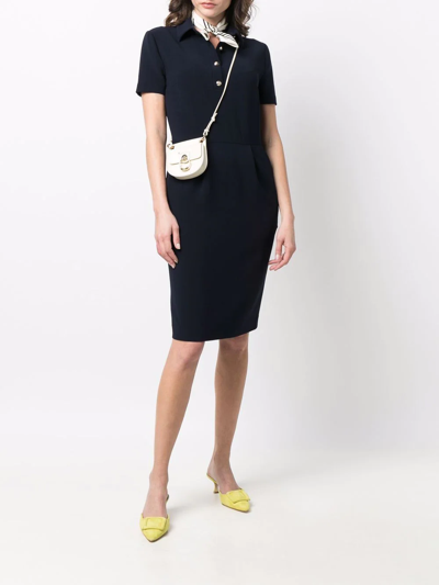 Ralph Lauren Tailored Collared Midi Dress In Blau