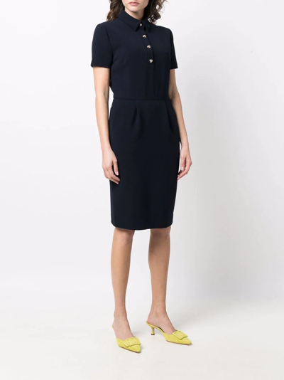 Shop Ralph Lauren Purple Label Tailored Collared Midi Dress In Blau