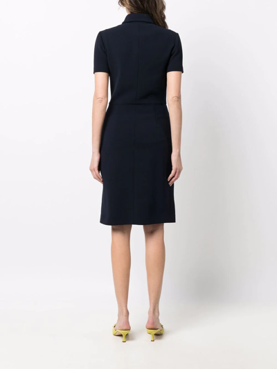 Shop Ralph Lauren Purple Label Tailored Collared Midi Dress In Blau