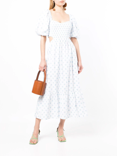 Shop Faithfull The Brand Bloom Floral-print Cotton Midi Dress In Weiss