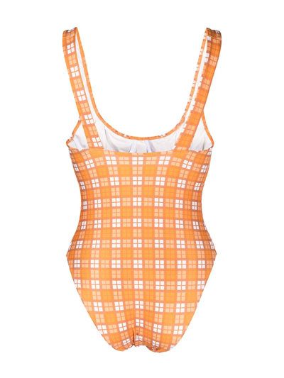 Faithfull The Brand Mona Check Swimsuit In Orange