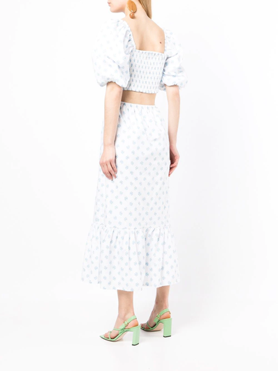 Shop Faithfull The Brand Bloom Floral-print Cotton Midi Dress In Weiss