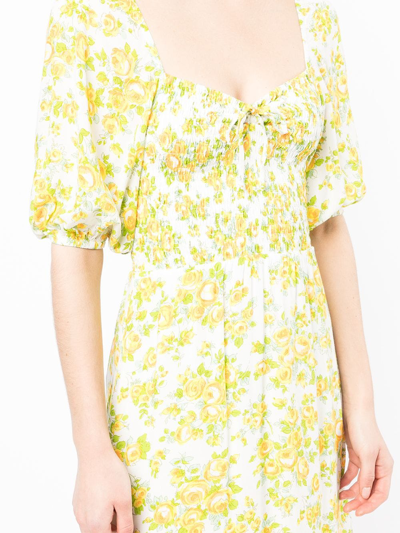 Shop Faithfull The Brand Velika Floral-print Midi Dress In Gelb