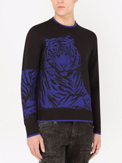 Shop Dolce & Gabbana Tiger-print Jumper In Schwarz