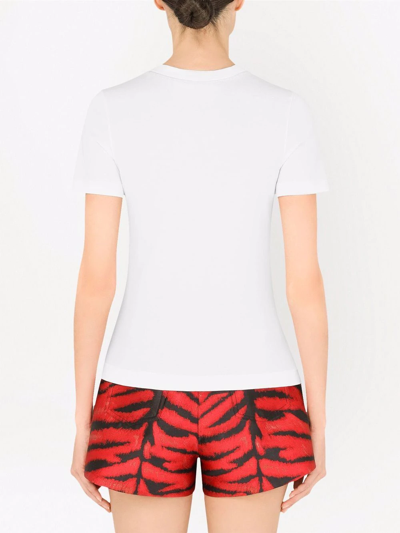 Shop Dolce & Gabbana Tiger Logo-print T-shirt In Weiss