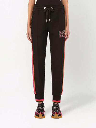 Shop Dolce & Gabbana Embroidered Logo Track Pants In Schwarz