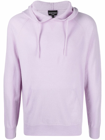 Shop Emporio Armani Cashmere Drawstring Hoodie In Violett