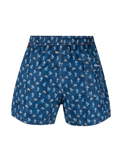 Shop Kiton Patterned Swim Shorts In Blau