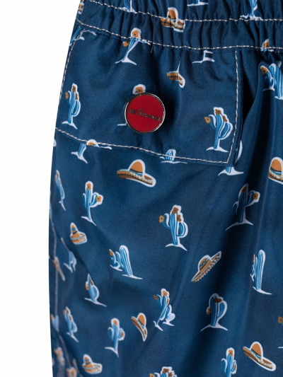 Shop Kiton Patterned Swim Shorts In Blau