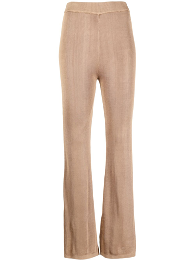 Shop Staud Stretch Flared Trousers In Braun