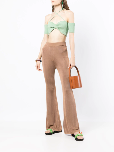 Shop Staud Stretch Flared Trousers In Braun