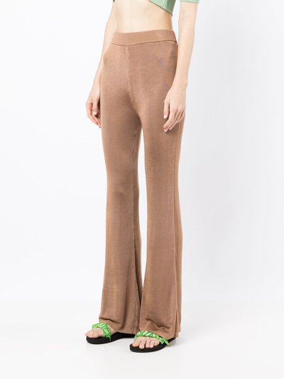 Shop Staud Stretch Flared Trousers In Braun