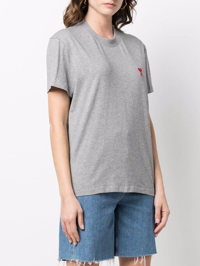 Shop Ami Alexandre Mattiussi Ami De Coeur-embroidered T-shirt In Grau