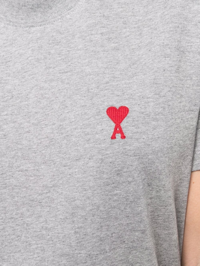 Shop Ami Alexandre Mattiussi Ami De Coeur-embroidered T-shirt In Grau
