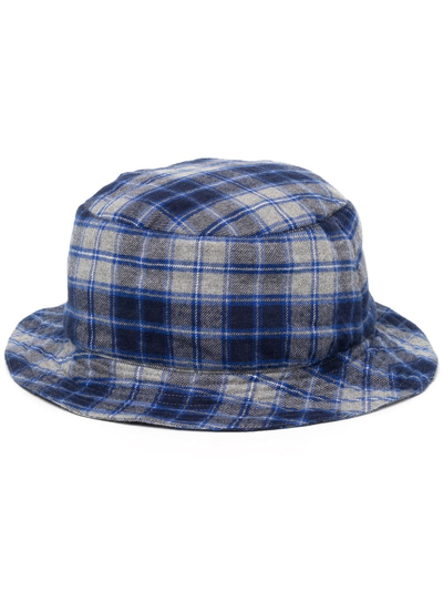 Shop Duoltd Plaid-check Bucket Hat In Blau